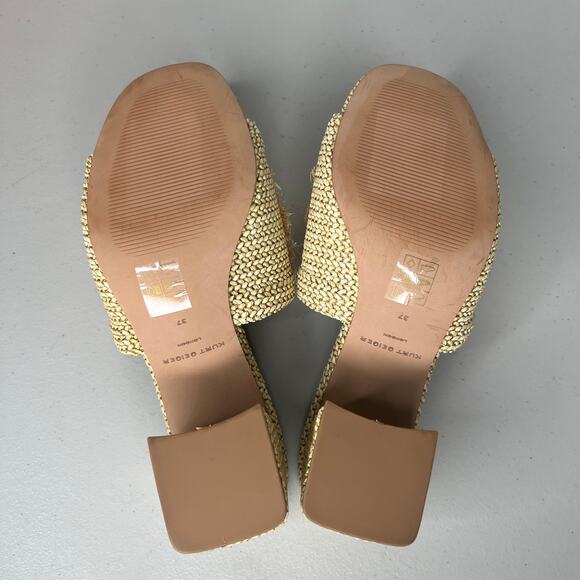 Kurt Geiger Heel Evil Eye Raffia Block Heel Slide Sandals Size 37/US 7 - Picture 7 of 9